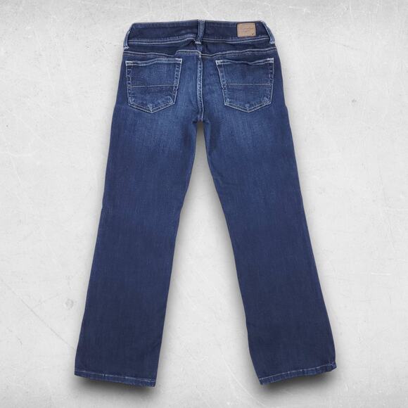 American Eagle Slim Boot Jeans Women 2 Dark Blue Y2K Sustainable Retro Cowgirl - Picture 2 of 12